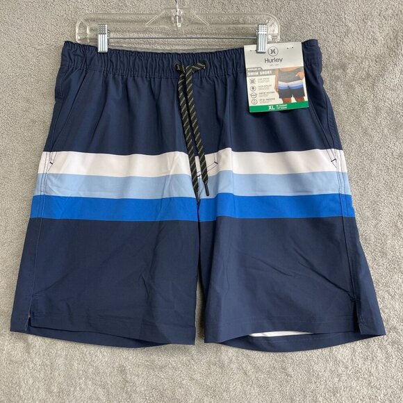 NEW Hurley Men's XL Navy Swim Shorts 4-Way Stretch Water-Repellent UPF 50 - Picture 2 of 6